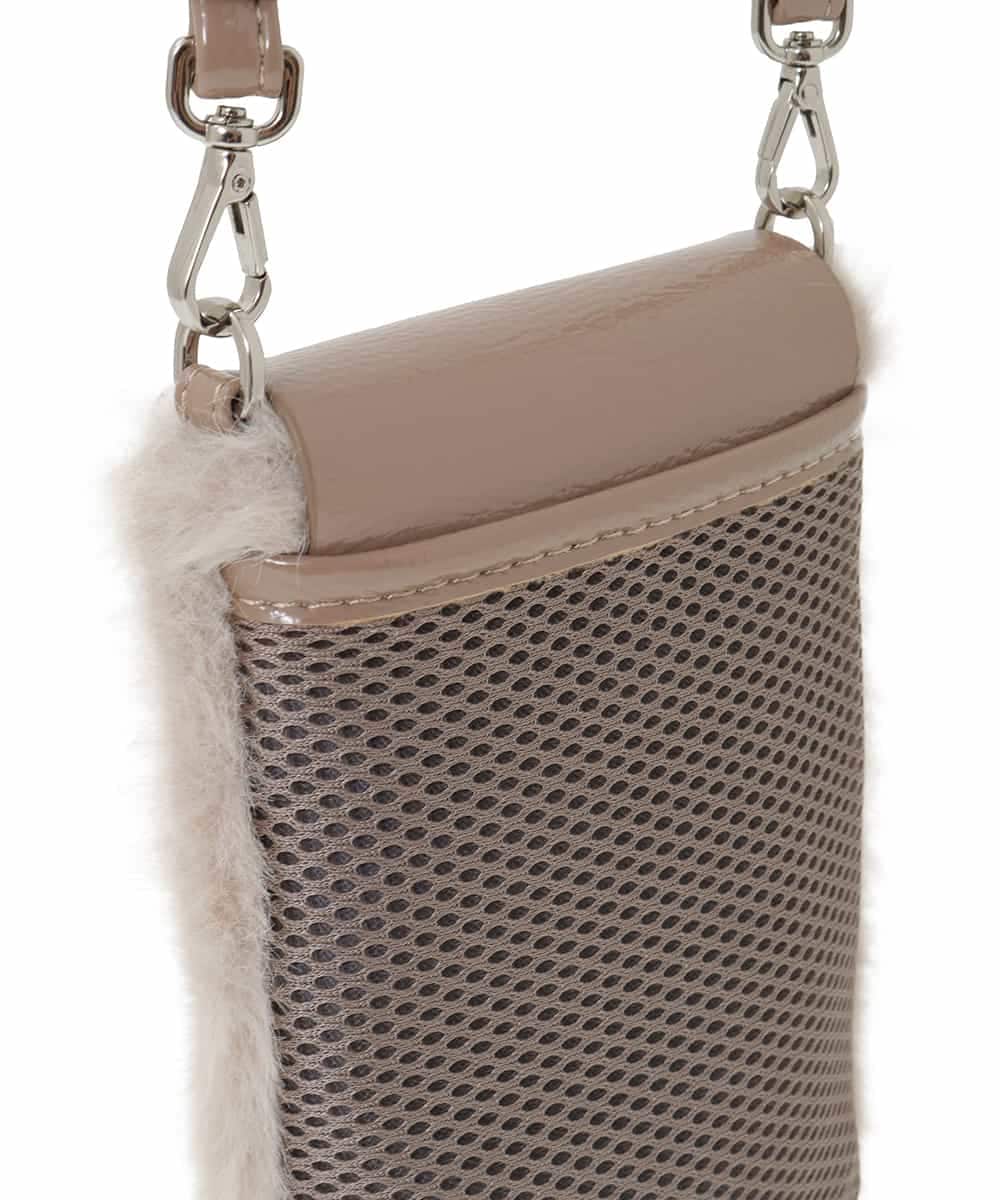 RG5AH01210 TRUNK HIROKO KOSHINO(ヒロココシノ) ファーモバイルポシェット ベージュ