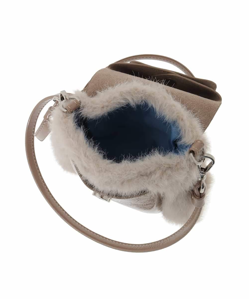 RG5AH01210 TRUNK HIROKO KOSHINO(ヒロココシノ) ファーモバイルポシェット ベージュ