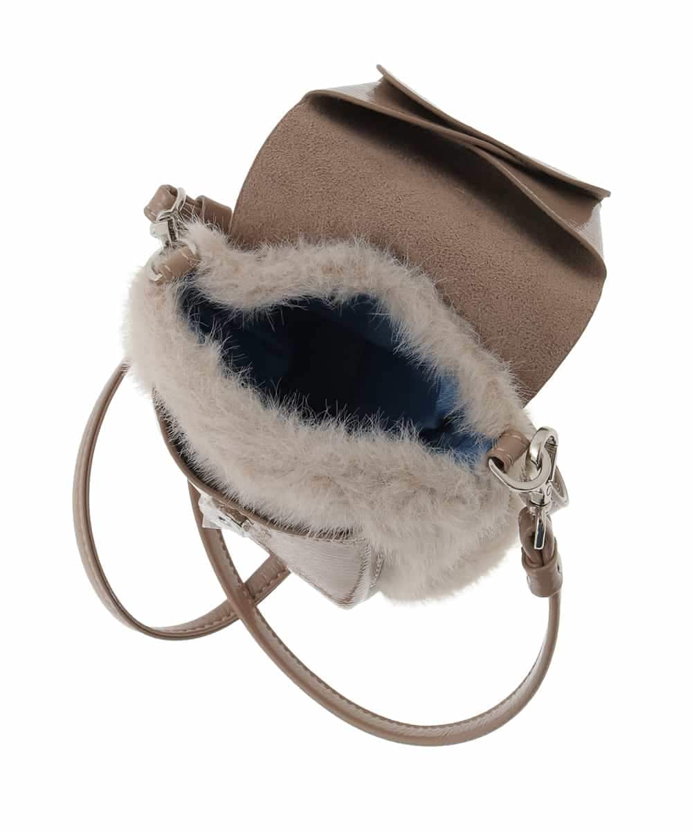 RG5AH01210 TRUNK HIROKO KOSHINO(ヒロココシノ) ファーモバイルポシェット ベージュ