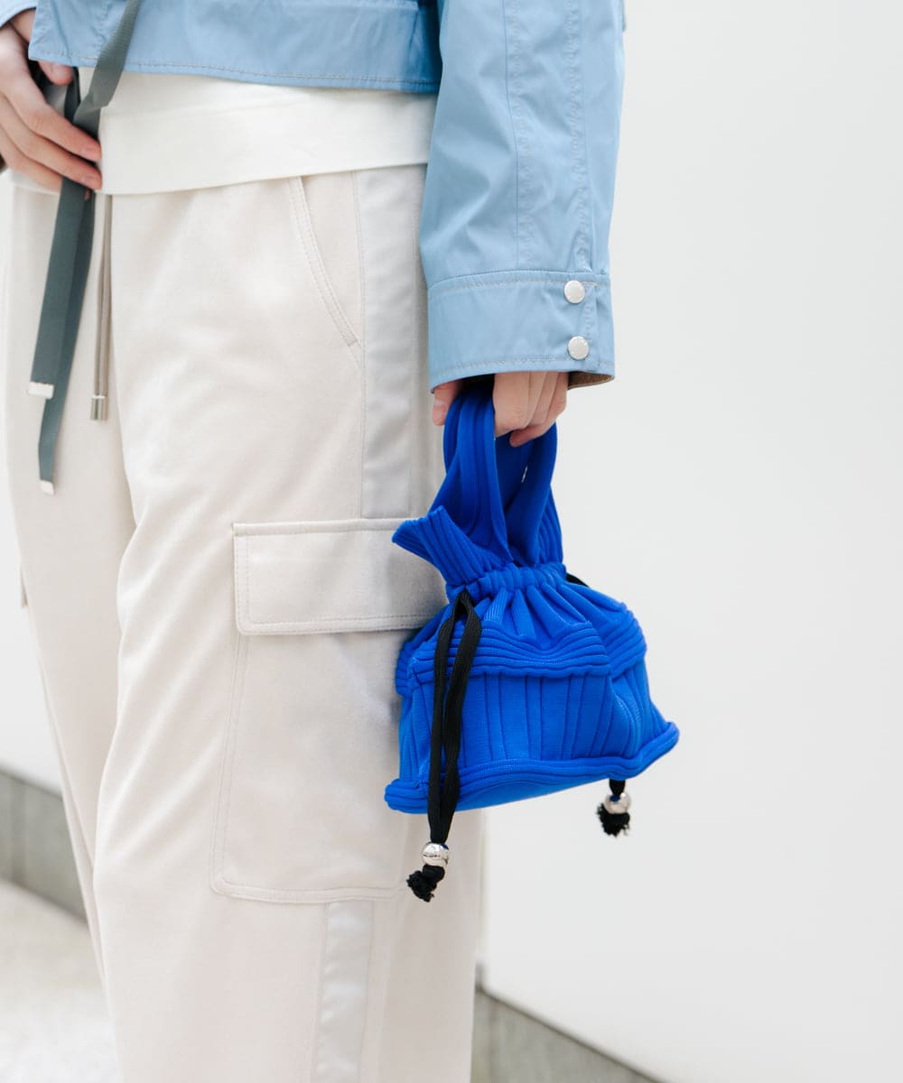 RG5ED12190 TRUNK HIROKO KOSHINO(ヒロココシノ) ミックスパターンミニニットバッグ ブルー