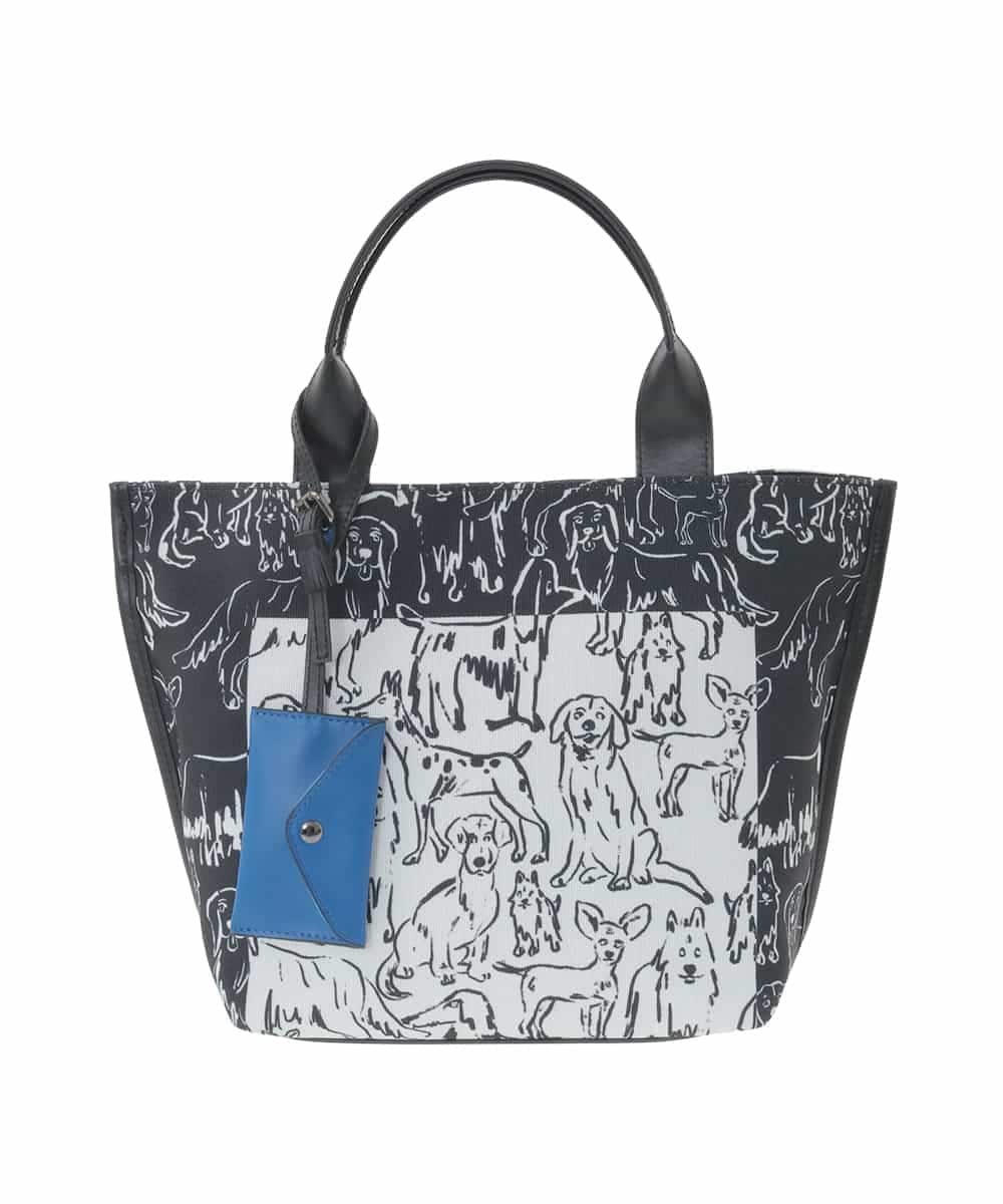 RG5FD01360 TRUNK HIROKO KOSHINO(ヒロココシノ) DOGプリントトートバッグ ブラック