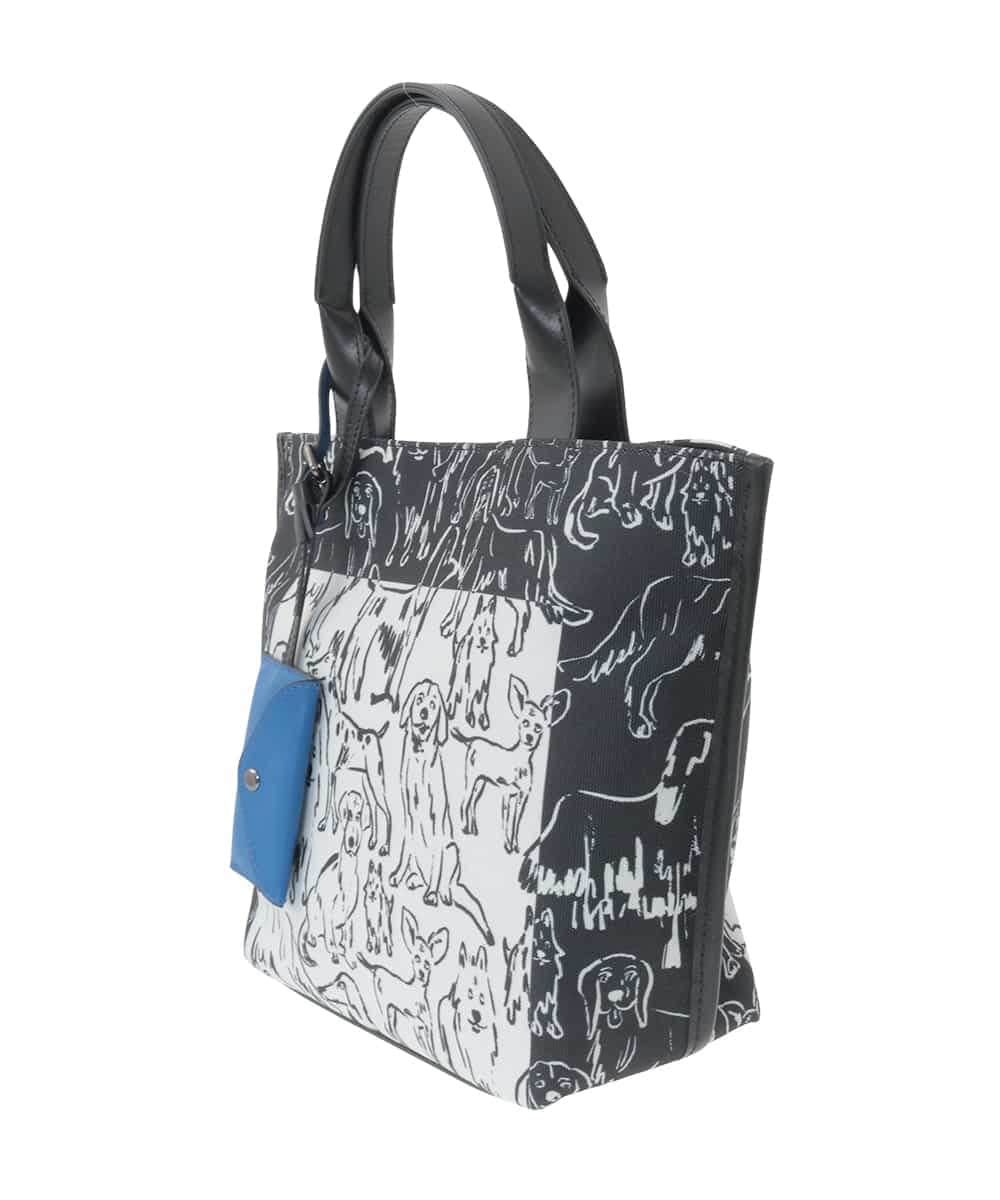 RG5FD01360 TRUNK HIROKO KOSHINO(ヒロココシノ) DOGプリントトートバッグ ブラック