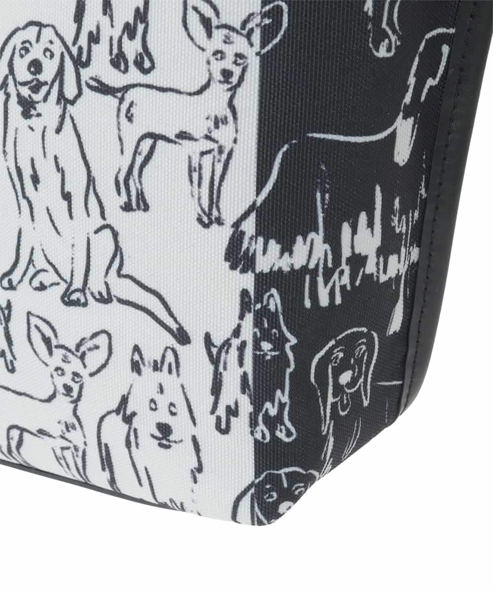 RG5FD01360 TRUNK HIROKO KOSHINO(ヒロココシノ) DOGプリントトートバッグ ブラック