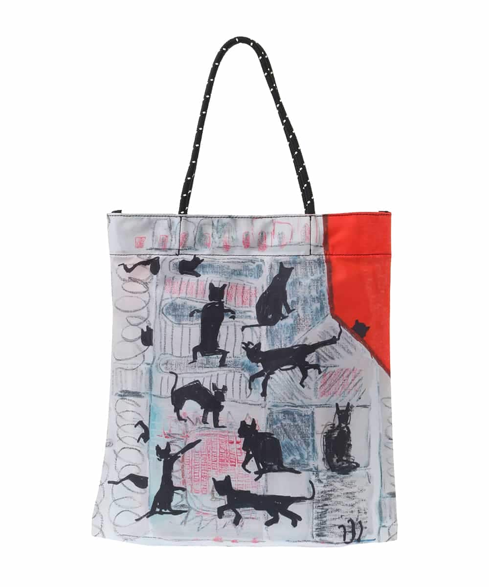 RG5GB01150 TRUNK HIROKO KOSHINO(ヒロココシノ) CATプリントトートバッグ ライトグレー系