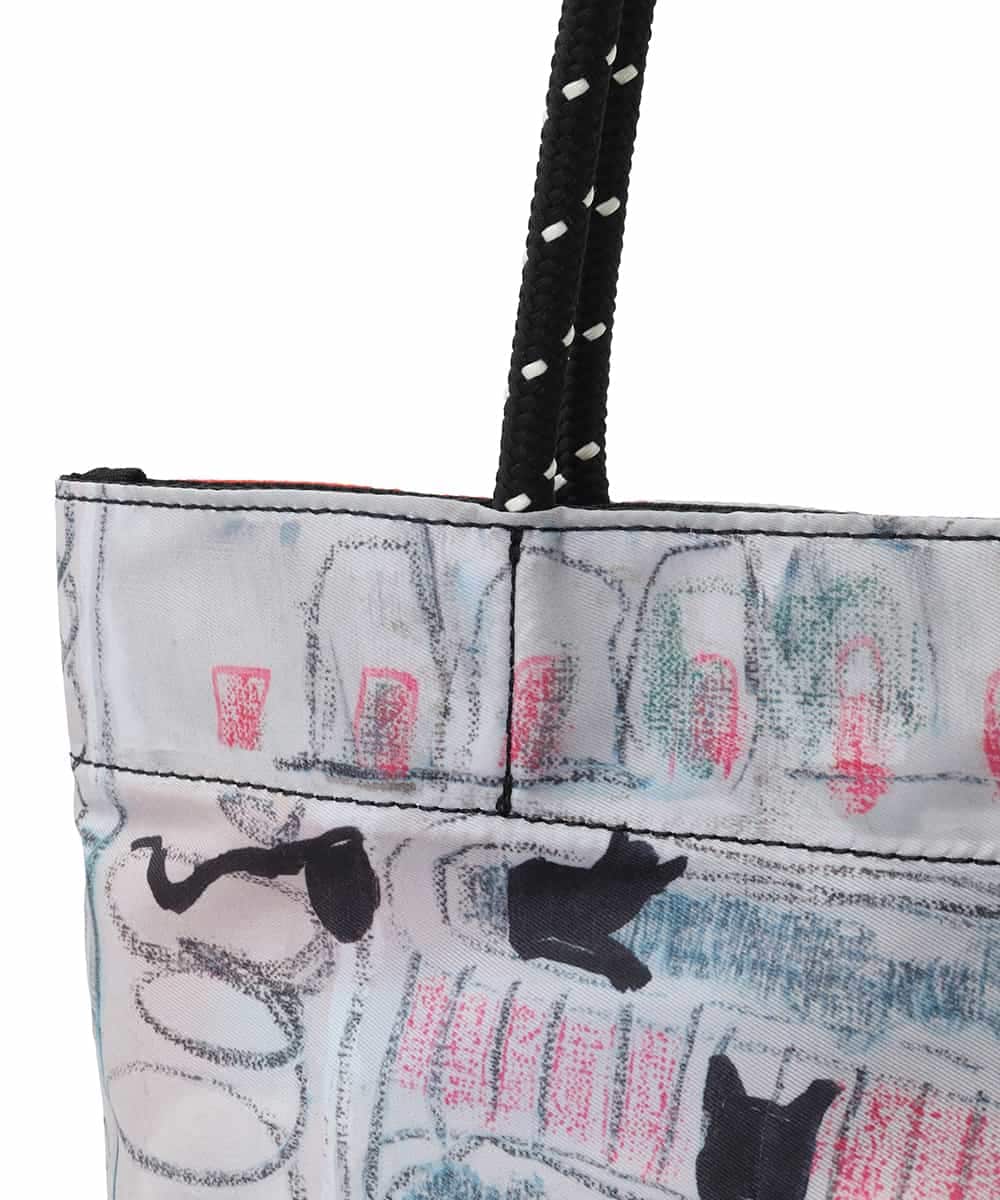 RG5GB01150 TRUNK HIROKO KOSHINO(ヒロココシノ) CATプリントトートバッグ ライトグレー系