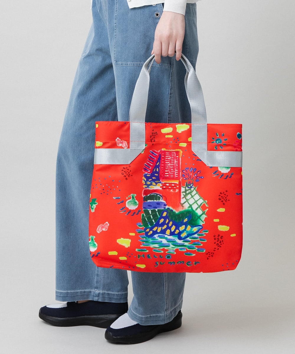 RG5GE01180 TRUNK HIROKO KOSHINO(ヒロココシノ) BEACHプリントエコトート オレンジ