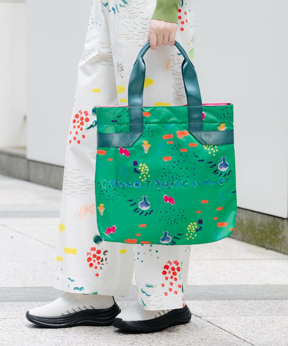 RG5GE01180 TRUNK HIROKO KOSHINO(ヒロココシノ) BEACHプリントエコトート オレンジ