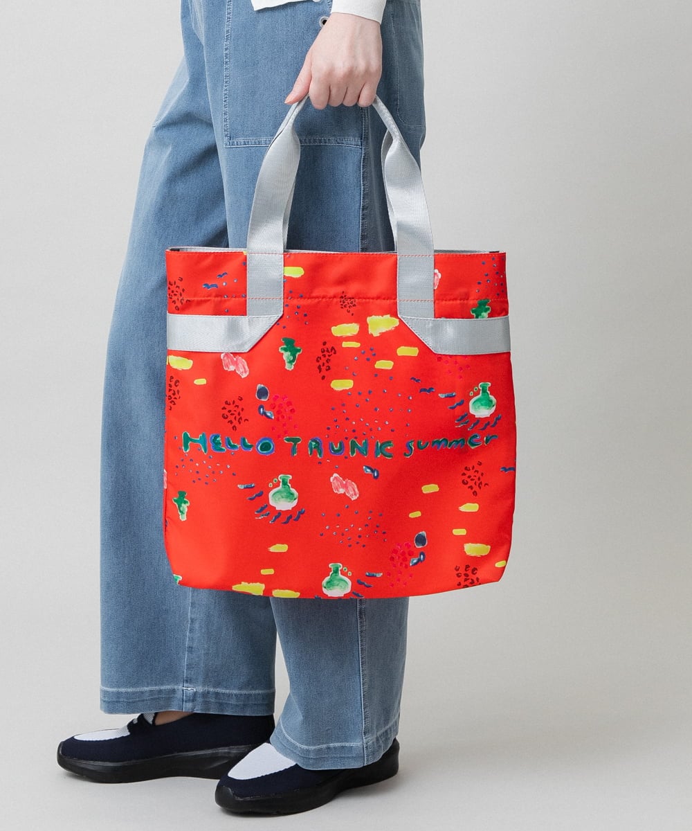 RG5GE01180 TRUNK HIROKO KOSHINO(ヒロココシノ) BEACHプリントエコトート オレンジ