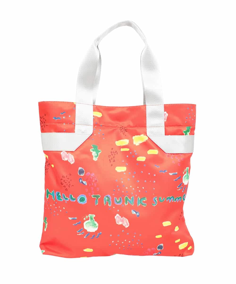 RG5GE01180 TRUNK HIROKO KOSHINO(ヒロココシノ) BEACHプリントエコトート オレンジ