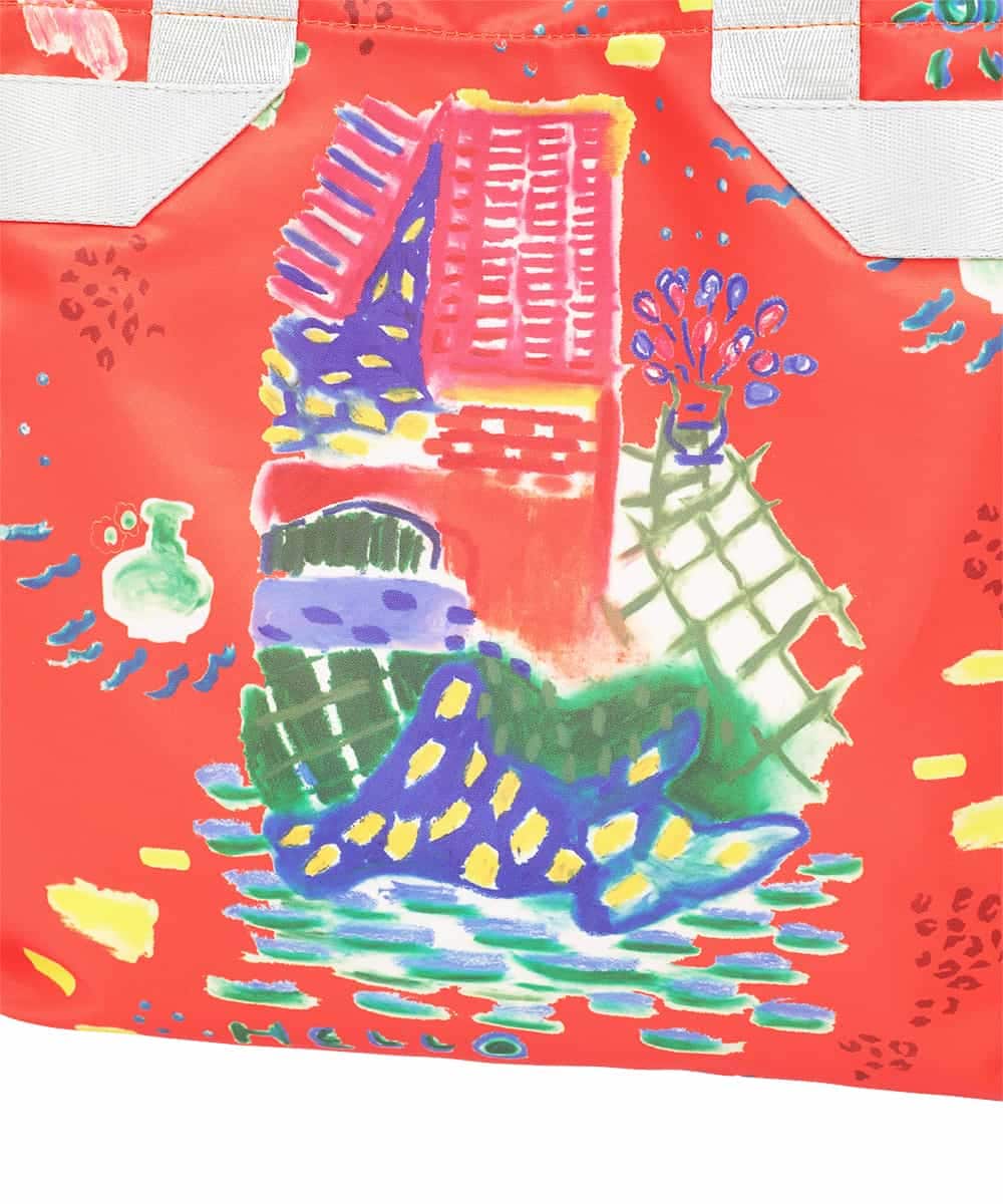 RG5GE01180 TRUNK HIROKO KOSHINO(ヒロココシノ) BEACHプリントエコトート オレンジ