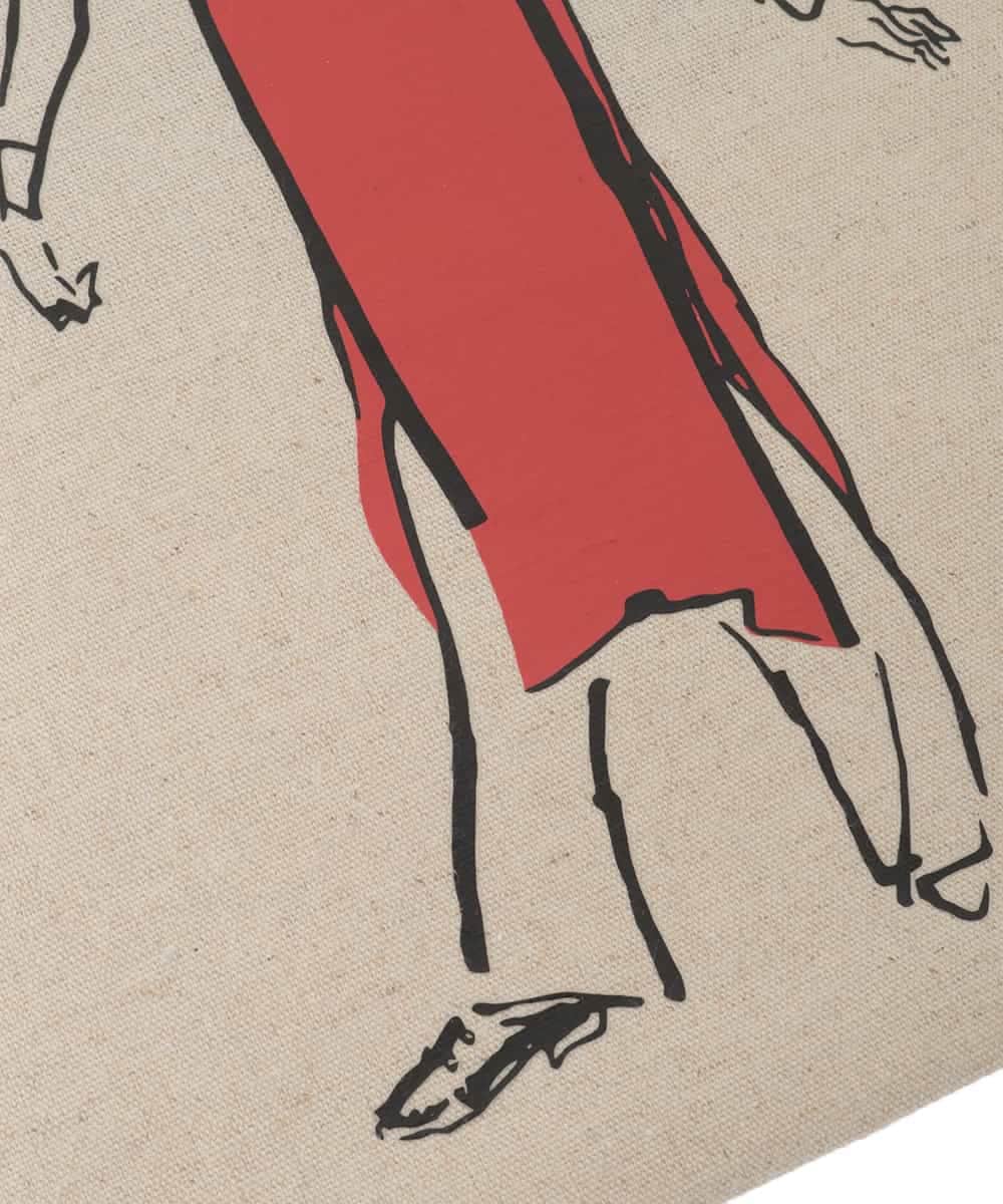 RG5HF01130 TRUNK HIROKO KOSHINO(ヒロココシノ) ファッションイラストリネン混トートバッグ レッド