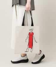 RG5HF01130 TRUNK HIROKO KOSHINO(ヒロココシノ) ファッションイラストリネン混トートバッグ レッド