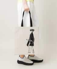 RG5HF01130 TRUNK HIROKO KOSHINO(ヒロココシノ) ファッションイラストリネン混トートバッグ ブラック