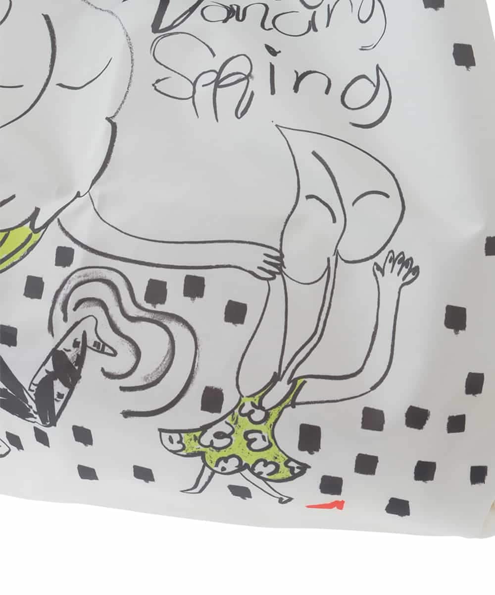 RG5IB01160 TRUNK HIROKO KOSHINO(ヒロココシノ) イラストプリントエコバッグ ホワイト