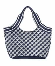 RG5IE01230 TRUNK HIROKO KOSHINO(ヒロココシノ) ジオメトリック柄ニットバッグ ネイビー