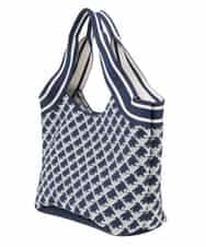 RG5IE01230 TRUNK HIROKO KOSHINO(ヒロココシノ) ジオメトリック柄ニットバッグ ネイビー