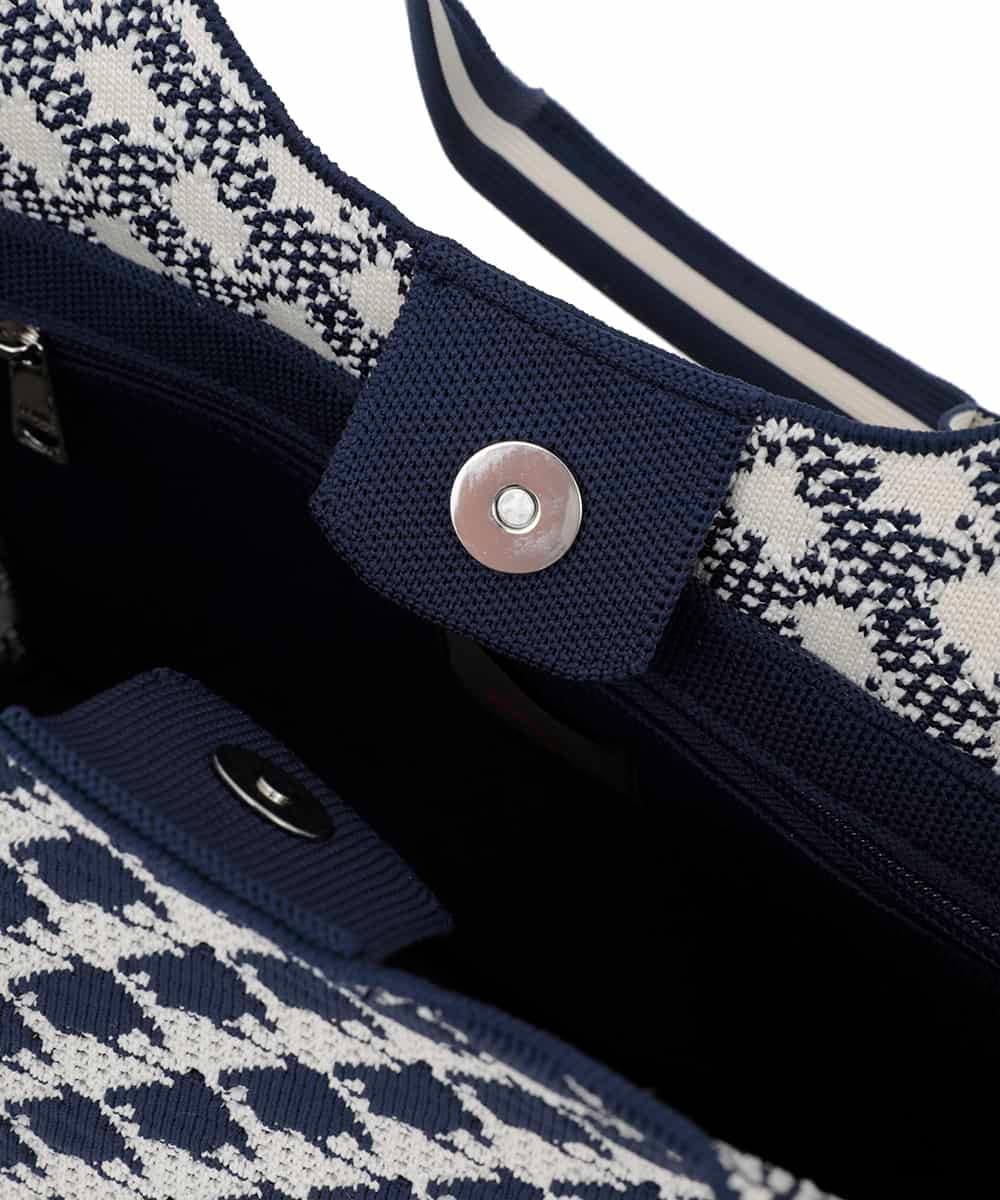 RG5IE01230 TRUNK HIROKO KOSHINO(ヒロココシノ) ジオメトリック柄ニットバッグ ネイビー