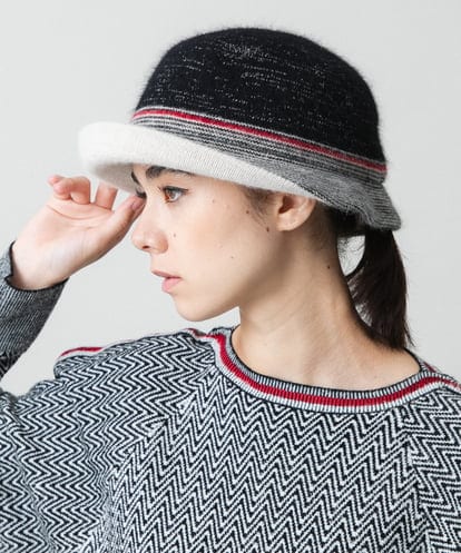 RG7AD01230 TRUNK HIROKO KOSHINO ラメボーダーニットハット/日本製