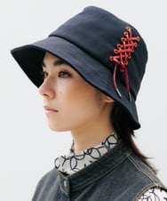 RG7AG01230 TRUNK HIROKO KOSHINO(ヒロココシノ) レースアップエンブロイダリーハット ブラック