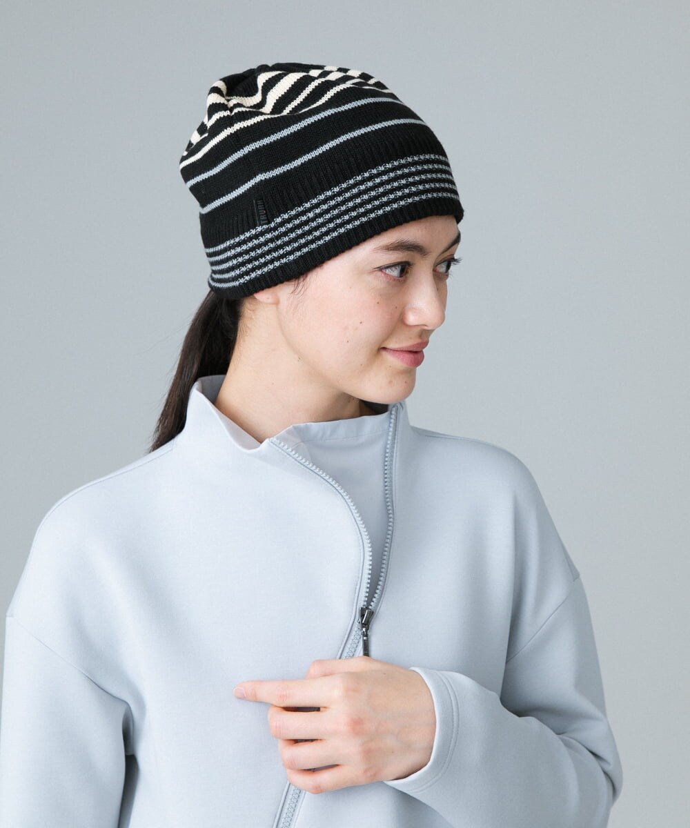 RG7AW01180 TRUNK HIROKO KOSHINO(ヒロココシノ) 【日本製/洗える】ボーダーニットリバーシブルキャップ ブラック