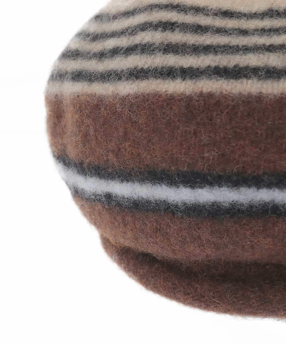 RG7CD01210 TRUNK HIROKO KOSHINO(ヒロココシノ) ボーダーニットベレー ベージュ