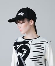 RG7EV11190 TRUNK HIROKO KOSHINO(ヒロココシノ) 【ゴルフウエア】刺繍モチーフGOLFキャップ/日本製/洗える ブラック