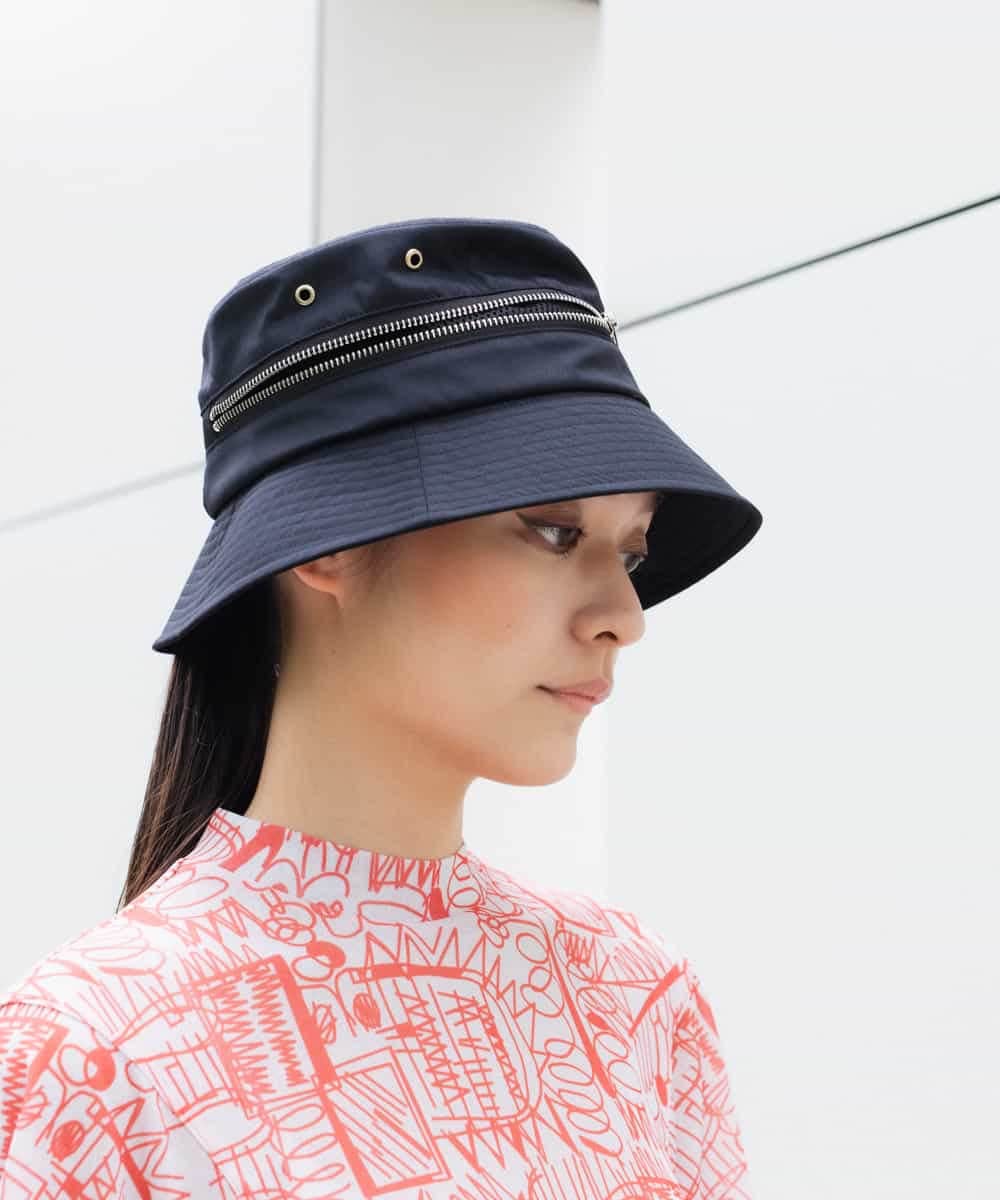 RG7GB01150 TRUNK HIROKO KOSHINO(ヒロココシノ) ZIPPERバケットハット/洗える ブラック