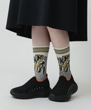 RG8ED01039 TRUNK HIROKO KOSHINO(ヒロココシノ) ロゴボーダージャカードソックス/日本製/洗濯機で洗える アイボリー