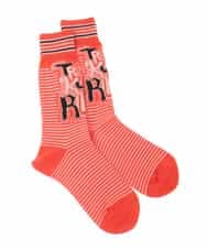 RG8ED01039 TRUNK HIROKO KOSHINO(ヒロココシノ) ロゴボーダージャカードソックス/日本製/洗濯機で洗える レッド