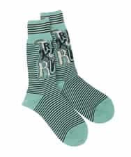 RG8ED01039 TRUNK HIROKO KOSHINO(ヒロココシノ) ロゴボーダージャカードソックス/日本製/洗濯機で洗える グリーン