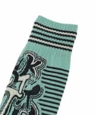 RG8ED01039 TRUNK HIROKO KOSHINO(ヒロココシノ) ロゴボーダージャカードソックス/日本製/洗濯機で洗える グリーン