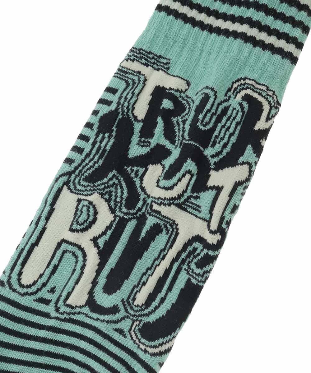 RG8ED01039 TRUNK HIROKO KOSHINO(ヒロココシノ) ロゴボーダージャカードソックス/日本製/洗濯機で洗える グリーン