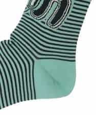 RG8ED01039 TRUNK HIROKO KOSHINO(ヒロココシノ) ロゴボーダージャカードソックス/日本製/洗濯機で洗える グリーン