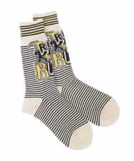 RG8ED01039 TRUNK HIROKO KOSHINO(ヒロココシノ) ロゴボーダージャカードソックス/日本製/洗濯機で洗える アイボリー