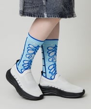 RG8FD01039 TRUNK HIROKO KOSHINO(ヒロココシノ) ファジーフラワージャカードソックス /日本製/洗濯機で洗える ライトブルー