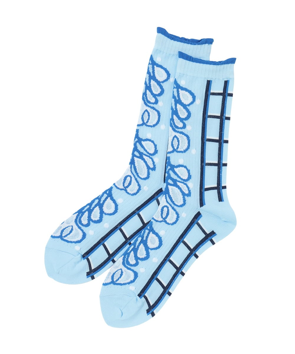 RG8FD01039 TRUNK HIROKO KOSHINO(ヒロココシノ) ファジーフラワージャカードソックス /日本製/洗濯機で洗える ライトブルー