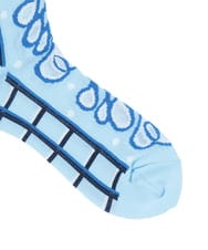 RG8FD01039 TRUNK HIROKO KOSHINO(ヒロココシノ) ファジーフラワージャカードソックス /日本製/洗濯機で洗える ライトブルー