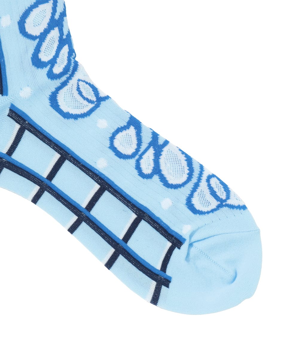 RG8FD01039 TRUNK HIROKO KOSHINO(ヒロココシノ) ファジーフラワージャカードソックス /日本製/洗濯機で洗える ライトブルー