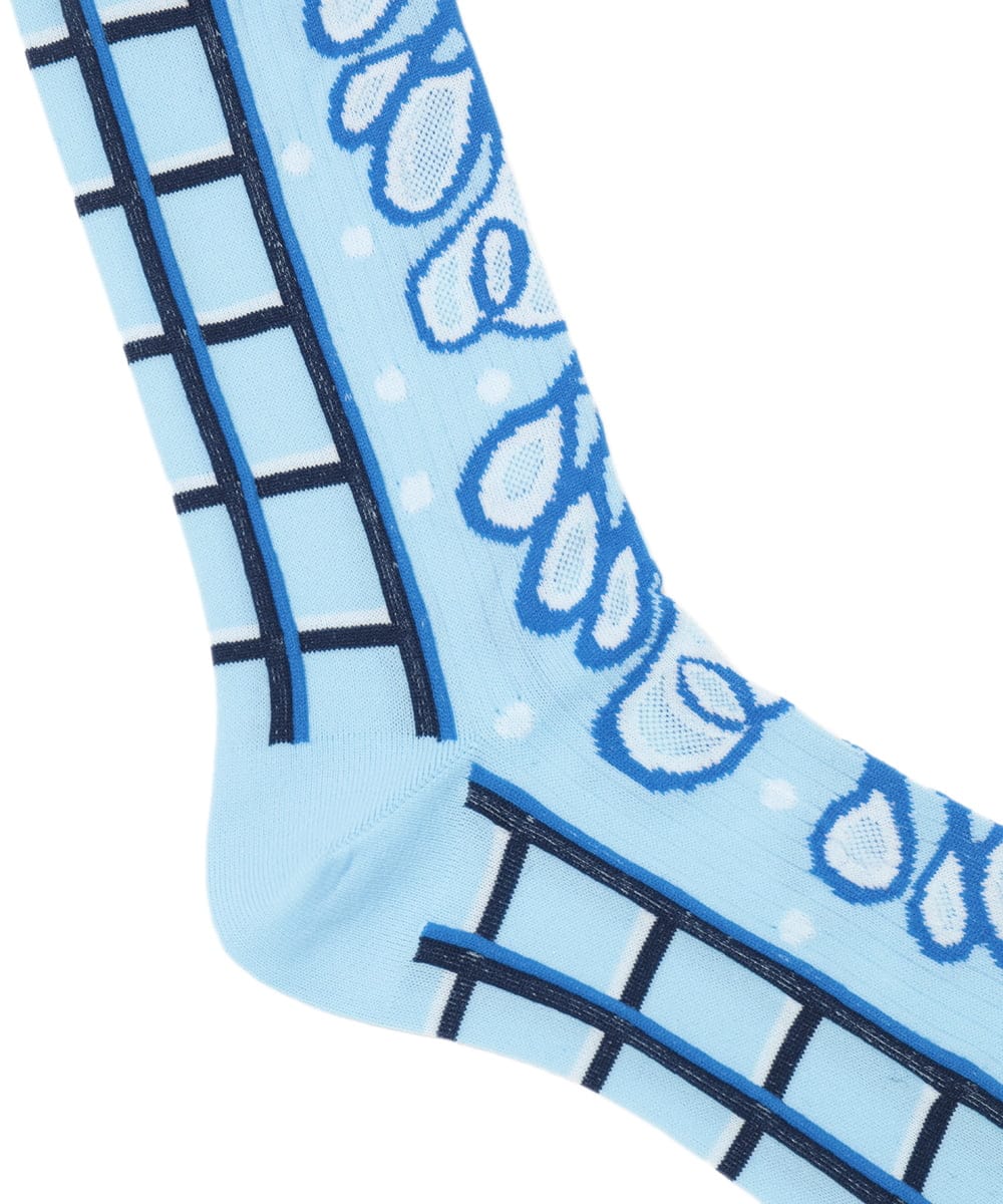 RG8FD01039 TRUNK HIROKO KOSHINO(ヒロココシノ) ファジーフラワージャカードソックス /日本製/洗濯機で洗える ライトブルー