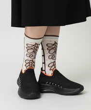 RG8FD01039 TRUNK HIROKO KOSHINO(ヒロココシノ) ファジーフラワージャカードソックス /日本製/洗濯機で洗える ホワイト