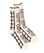 RG8FD01039 TRUNK HIROKO KOSHINO(ヒロココシノ) ファジーフラワージャカードソックス /日本製/洗濯機で洗える ホワイト