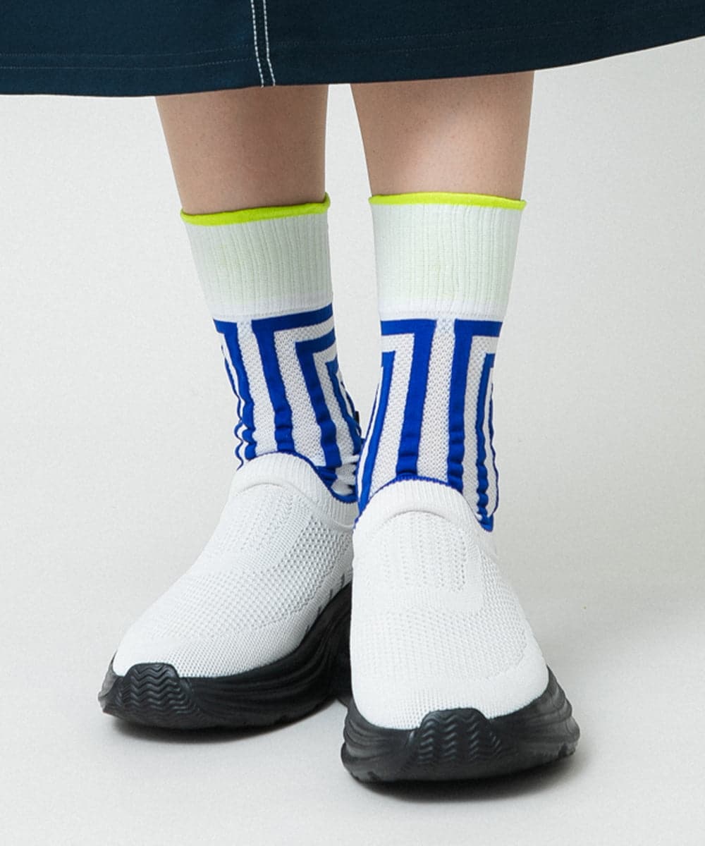 RG8GD01039 TRUNK HIROKO KOSHINO(ヒロココシノ) ストライプジャカードソックス ホワイト