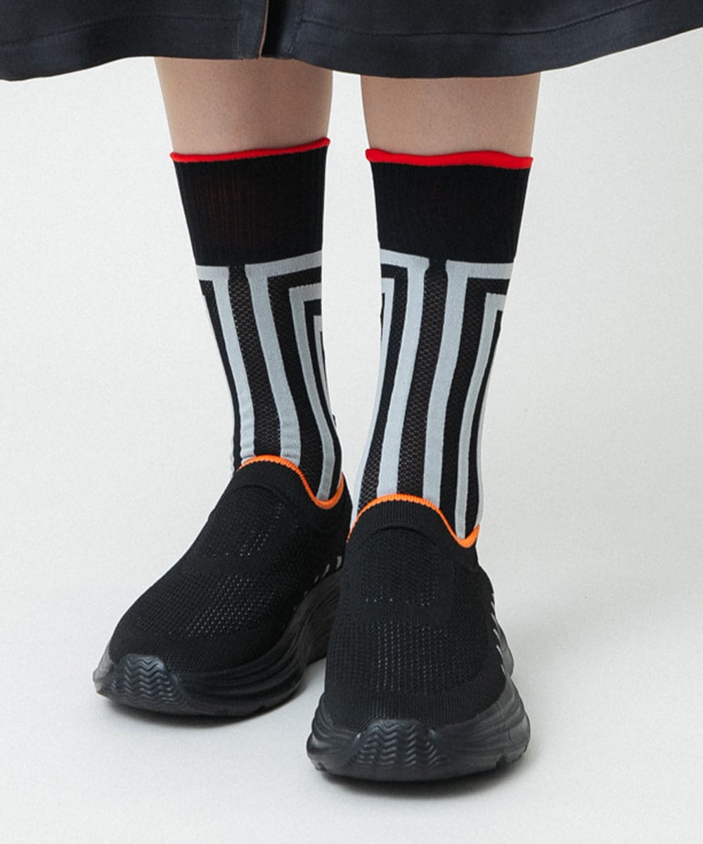 RG8GD01039 TRUNK HIROKO KOSHINO(ヒロココシノ) ストライプジャカードソックス ブラック
