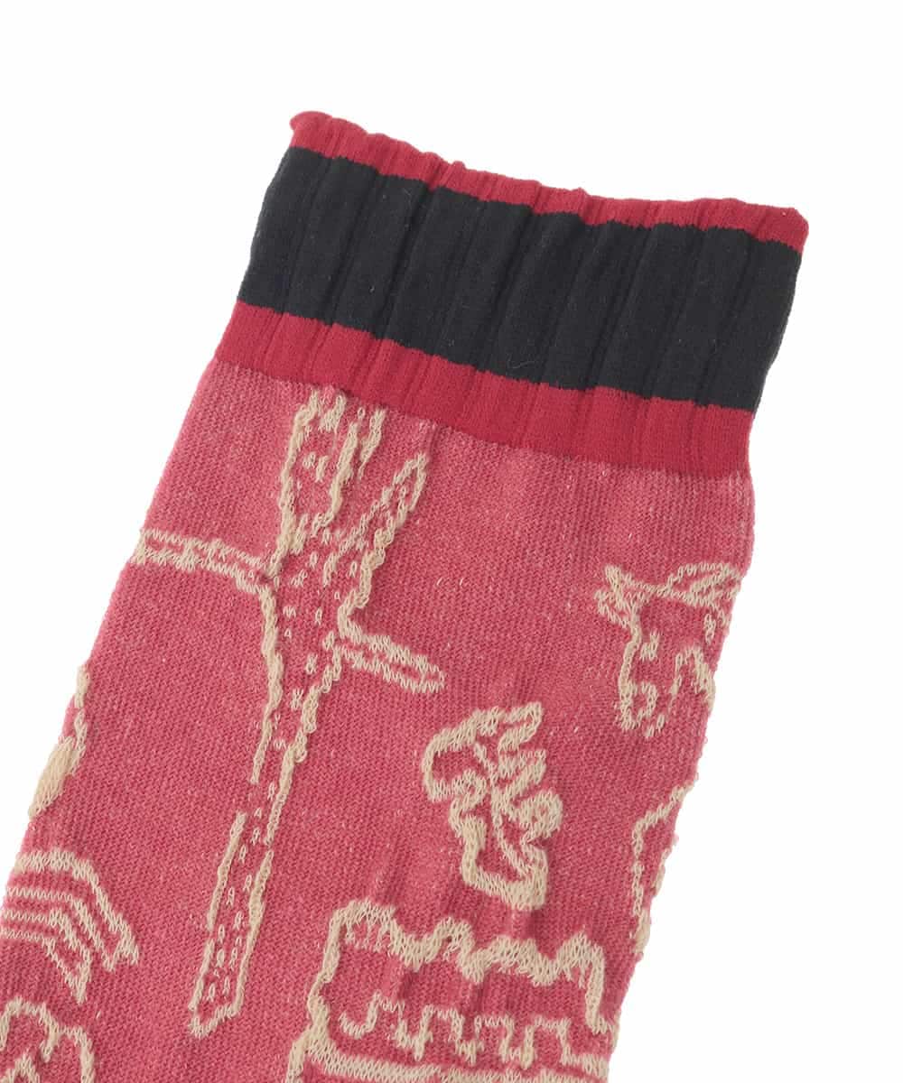 RG8LD01039 TRUNK HIROKO KOSHINO(ヒロココシノ) キャラクタージャカードソックス レッド