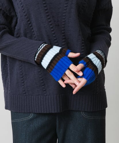 RG9CD01130 TRUNK HIROKO KOSHINO ボーダーニットグローブ/洗える