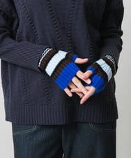 RG9CD01130 TRUNK HIROKO KOSHINO(ヒロココシノ) ボーダーニットグローブ/洗える ブルー