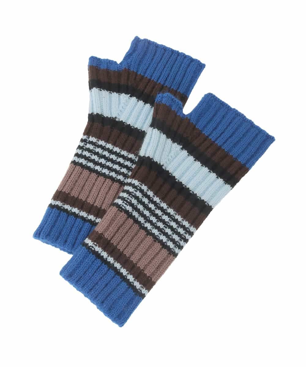 RG9CD01130 TRUNK HIROKO KOSHINO(ヒロココシノ) ボーダーニットグローブ/洗える ブルー