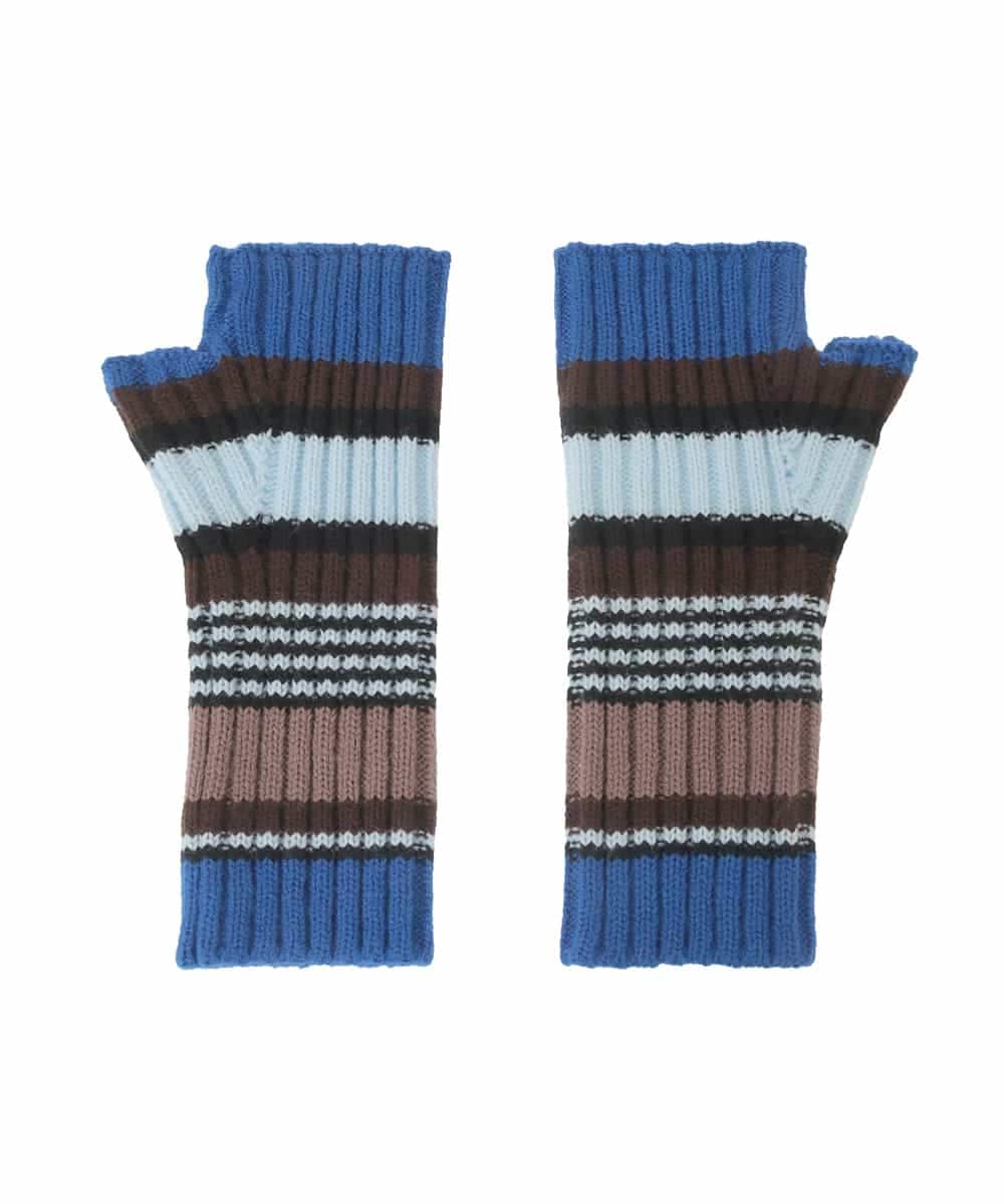 RG9CD01130 TRUNK HIROKO KOSHINO(ヒロココシノ) ボーダーニットグローブ/洗える ブルー