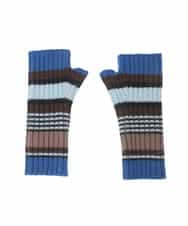 RG9CD01130 TRUNK HIROKO KOSHINO(ヒロココシノ) ボーダーニットグローブ/洗える ブルー