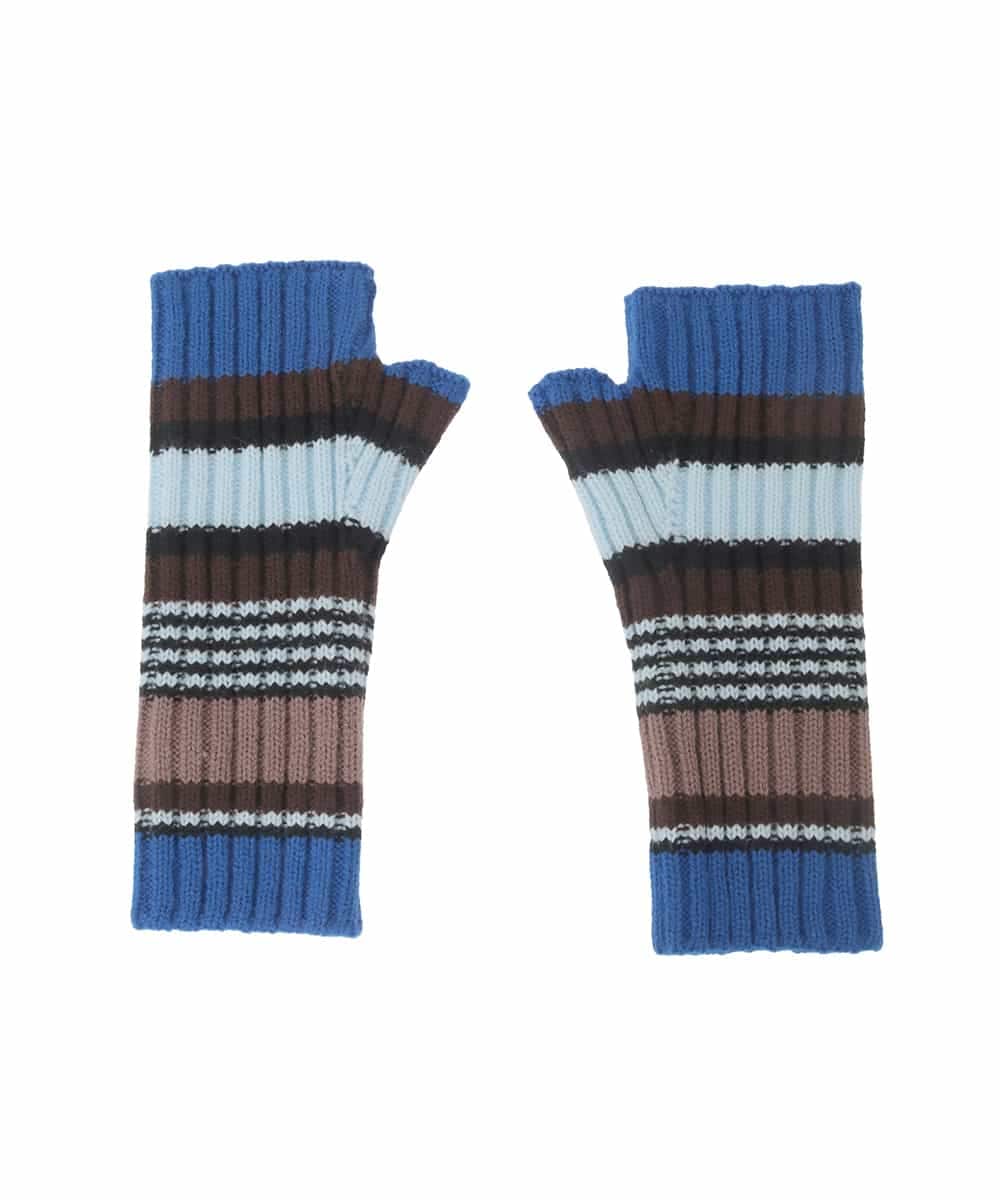 RG9CD01130 TRUNK HIROKO KOSHINO(ヒロココシノ) ボーダーニットグローブ/洗える ブルー